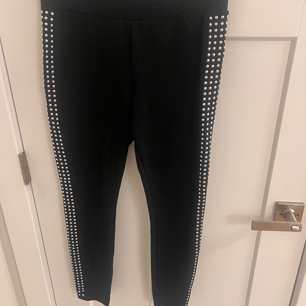 Bar III Black Leggings with Silver Accents